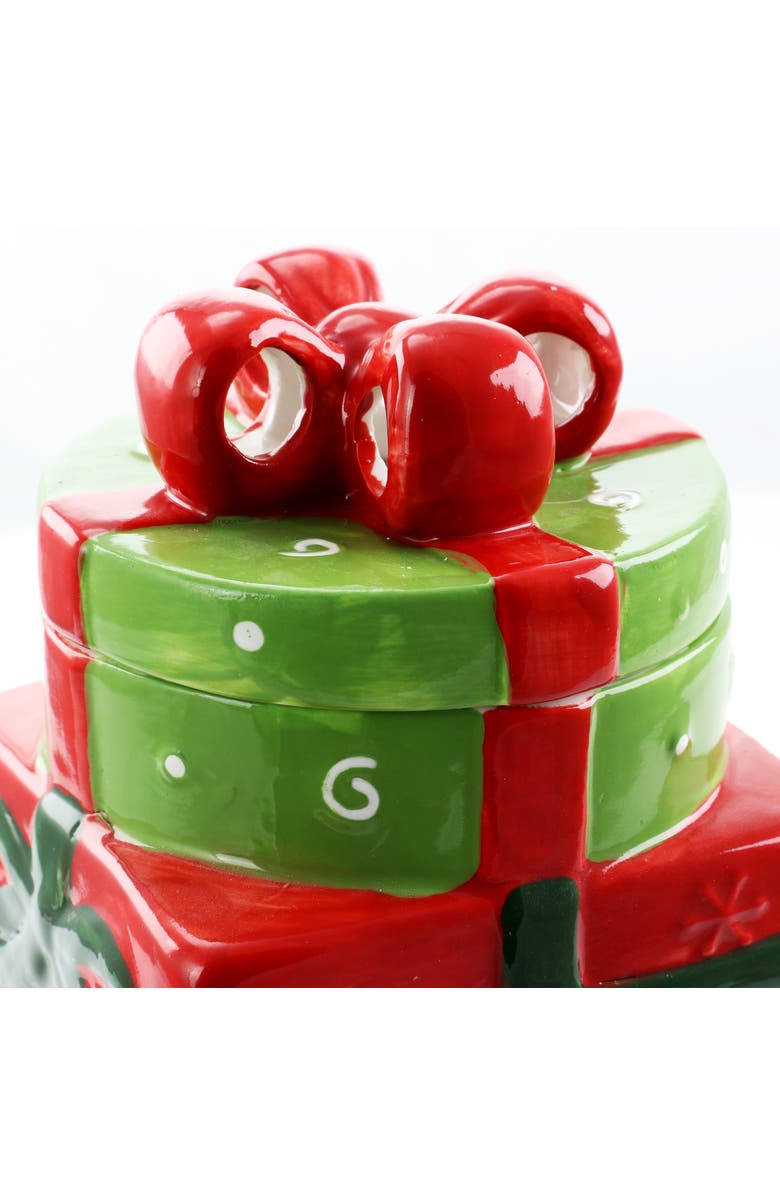 Gibson Home Christmas Estate 7.5 Inch Gift Box Holiday Cookie Jar, Alternate, color, Red