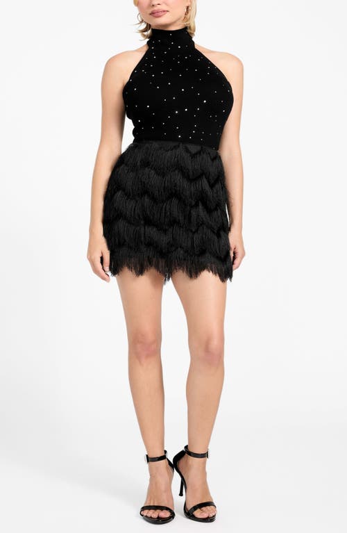 Guess Alyna Fringe Miniskirt In Black