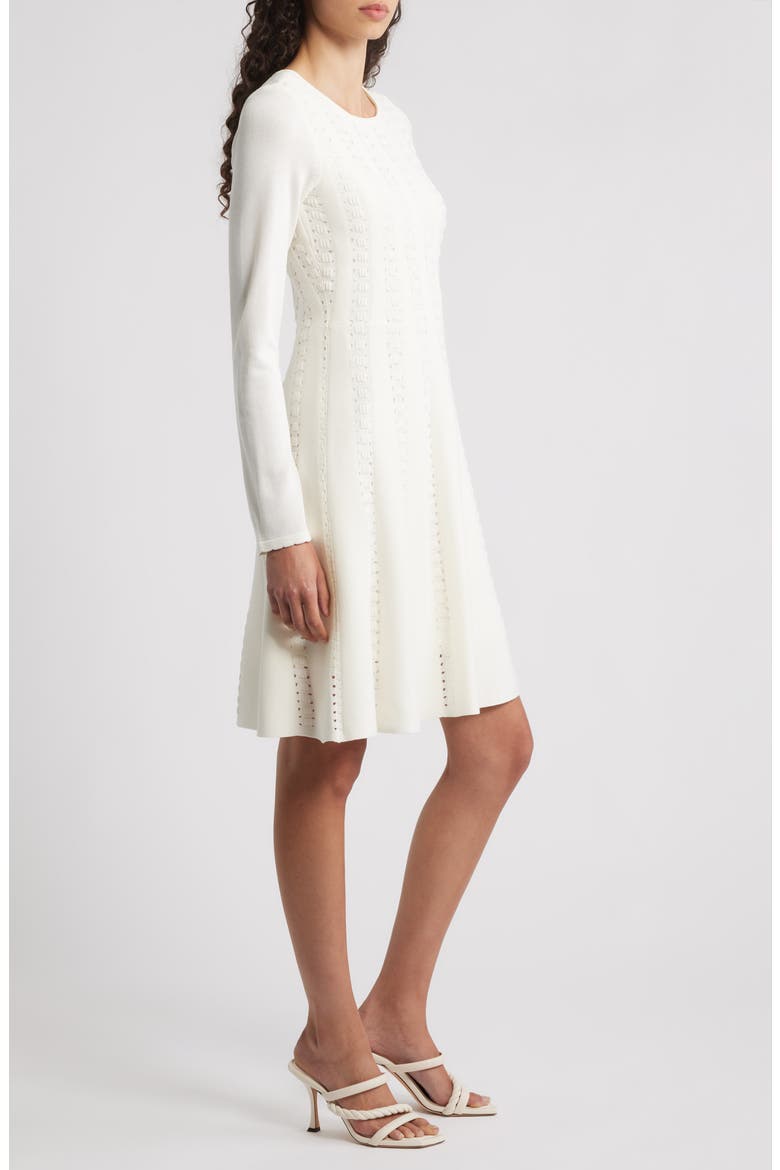 Open Stitch Long Sleeve Sweater Dress, Alternate, color, IVORY