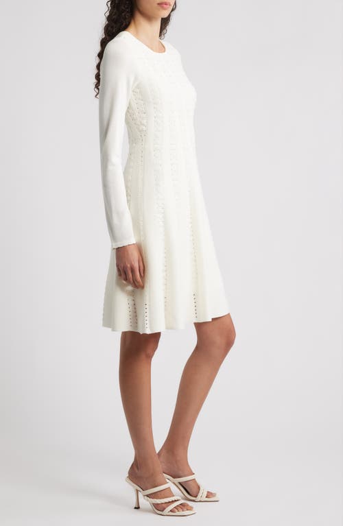 Julia Jordan Open Stitch Long Sleeve Sweater Dress In White