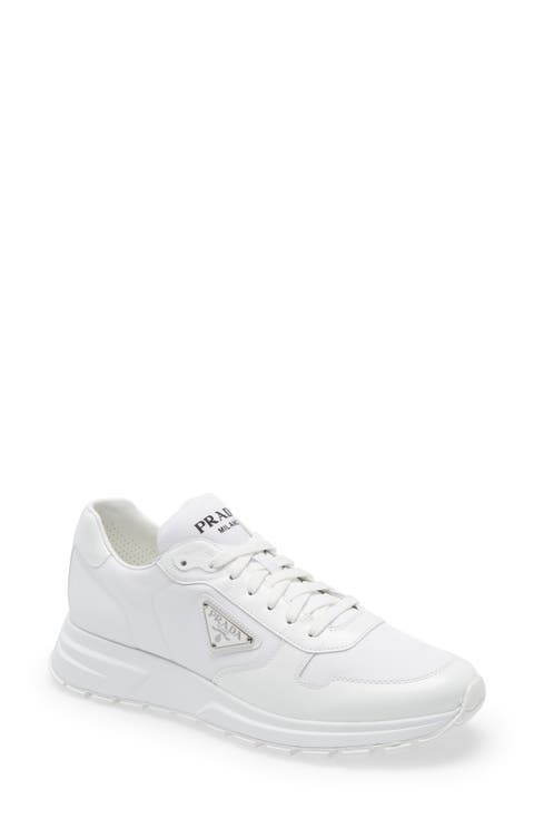 スニーカー PRADA   Sneakers Men Leather White Prada - White Patent Leather Low Top Sneaker | Mitchell Stores
