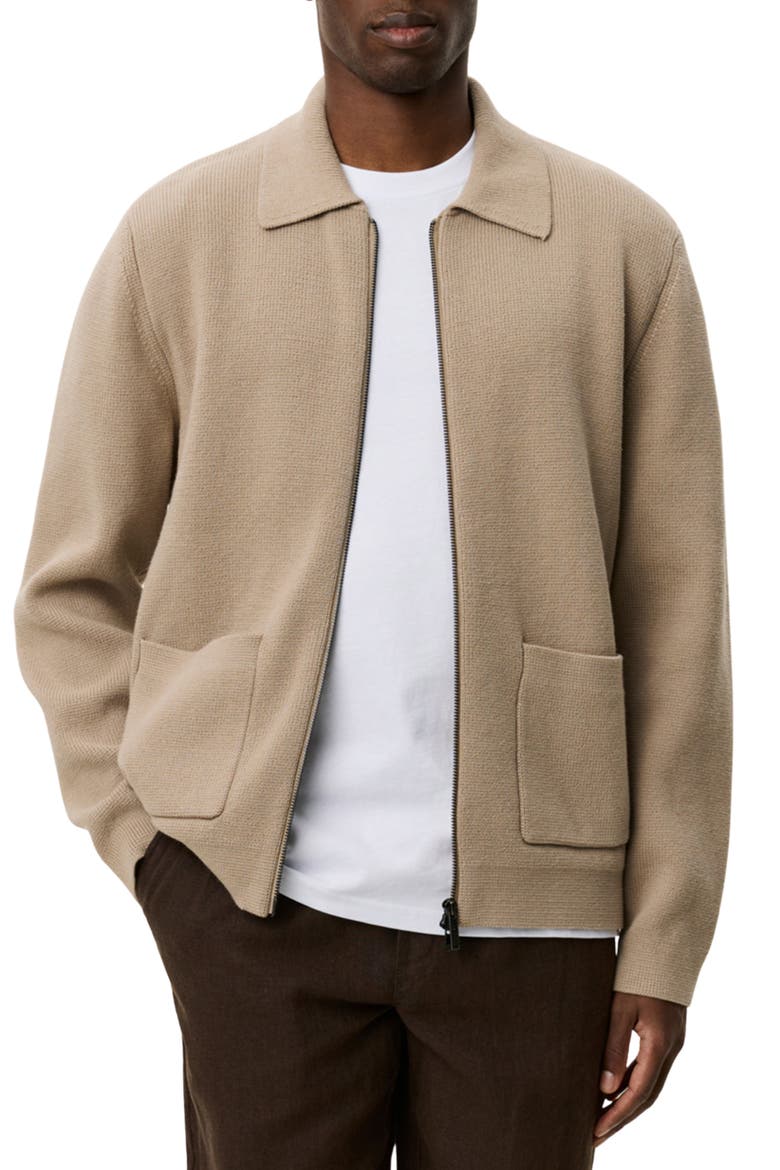 Fischer Cotton Milano Knit Overshirt, Main, color, DARK SAND