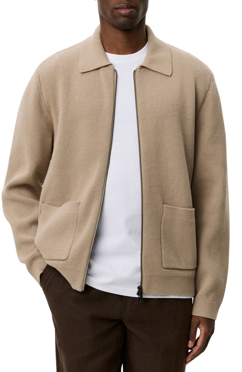 Les Deux Fischer Cotton Milano Knit Overshirt, Main, color, Dark Sand