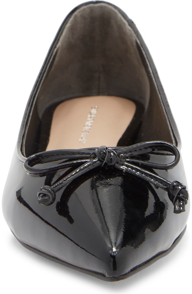 Stuart Weitzman Gabby Pointed Toe Bow Flat, Alternate, color, Black/ Black