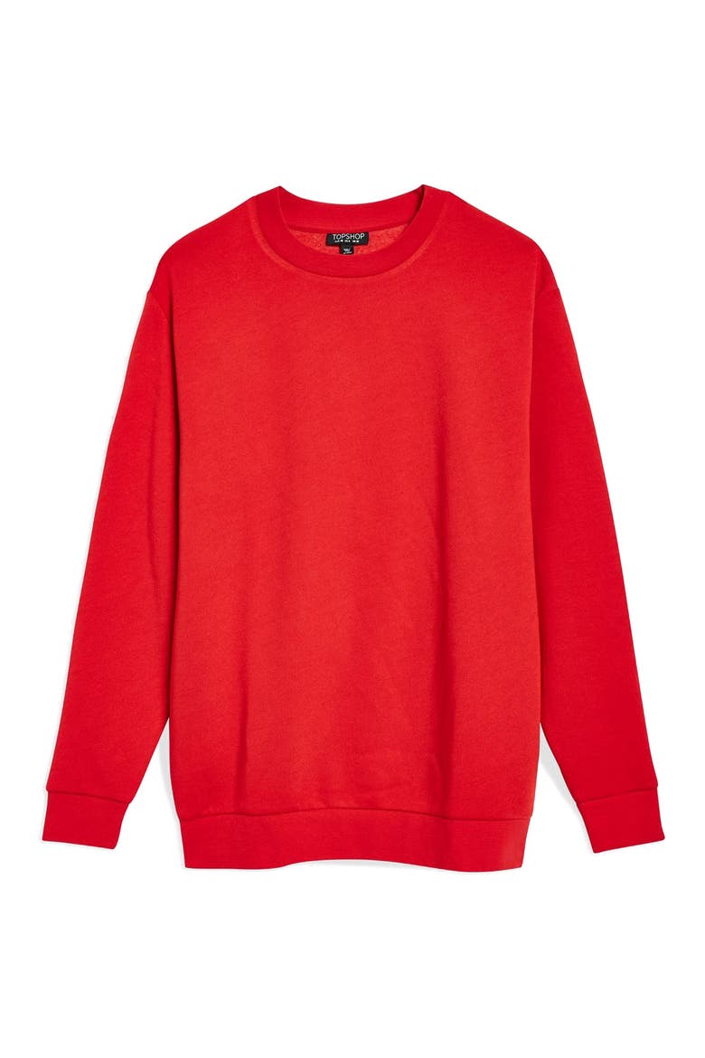 Longline Sweatshirt, Alternate, color, RED