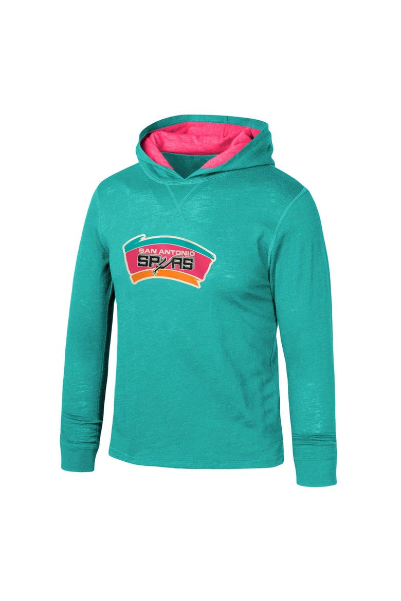 Youth Mitchell & Ness Teal San Antonio Spurs Hardwood Classics Legendary Slub Lightweight Pullover Hoodie, Alternate, color, Teal