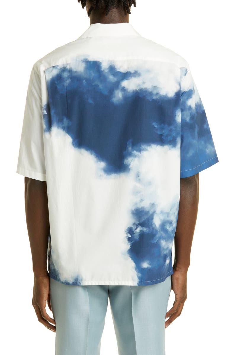 McQueen Men's Sky Print Short Sleeve Button-Up Camp Shirt, Alternate, color,