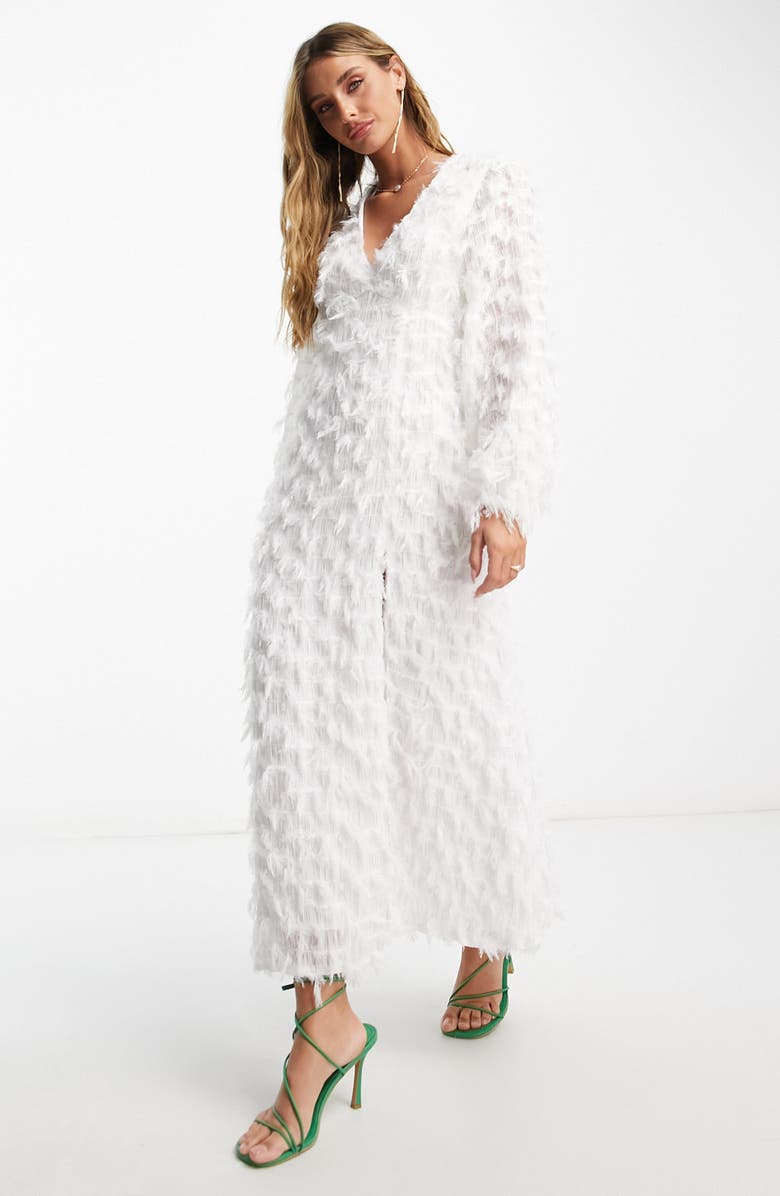 ASOS DESIGN Fluffy Long Sleeve Midi Dress, Alternate, color, 