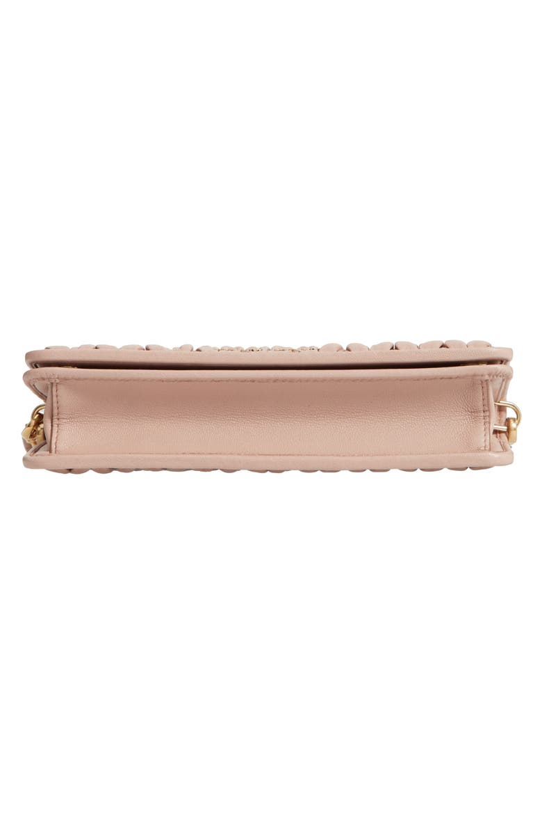 Matelassé Leather Wallet on a Chain, Alternate, color, CAMMEO