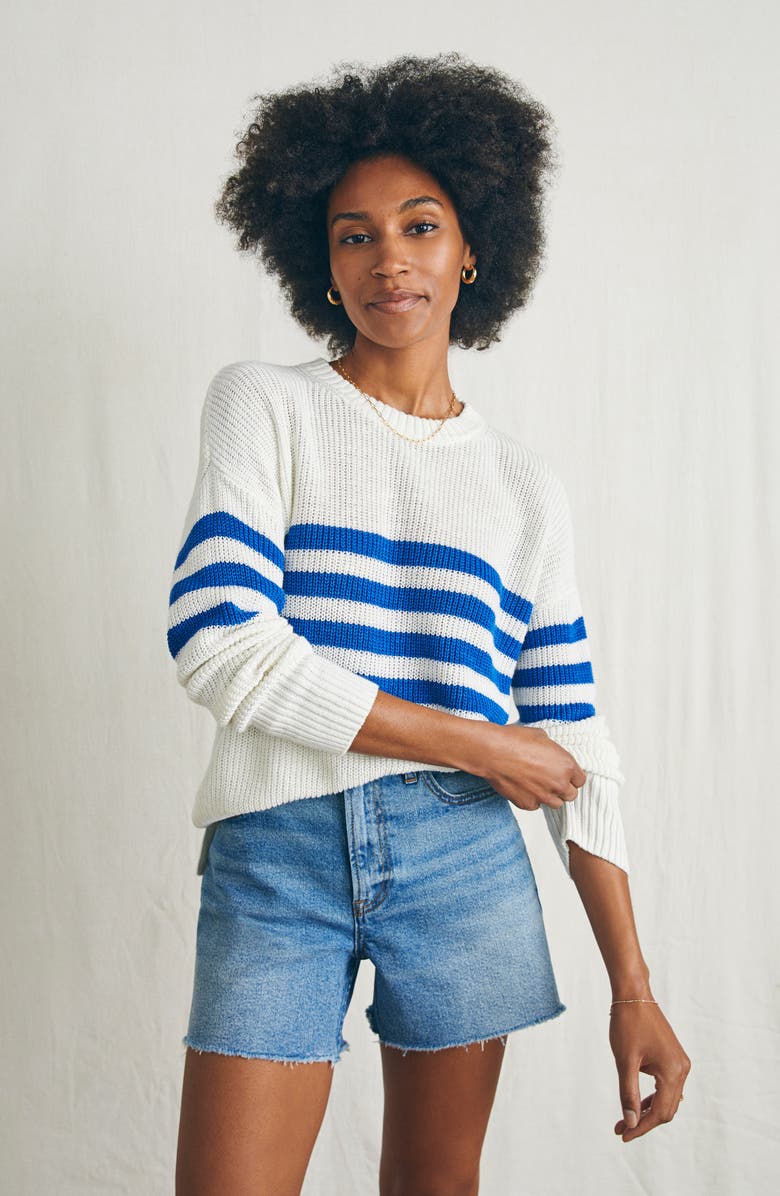 Faherty Miramar Stripe Linen & Organic Cotton Sweater, Alternate, color,