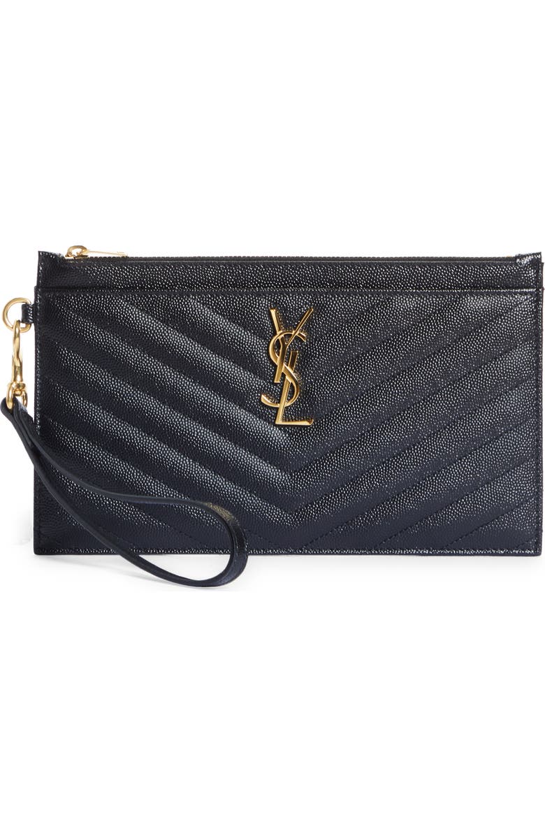 Saint Laurent Monogram Matelassé Leather Pouch, Main, color,