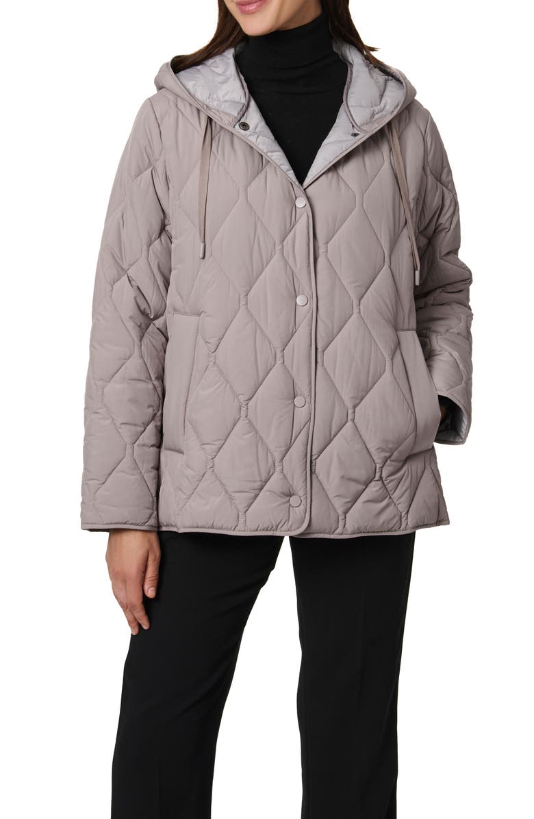 Bernardo Ashbury Diamond Quilted Hooded Liner Jacket, Alternate, color, Ash