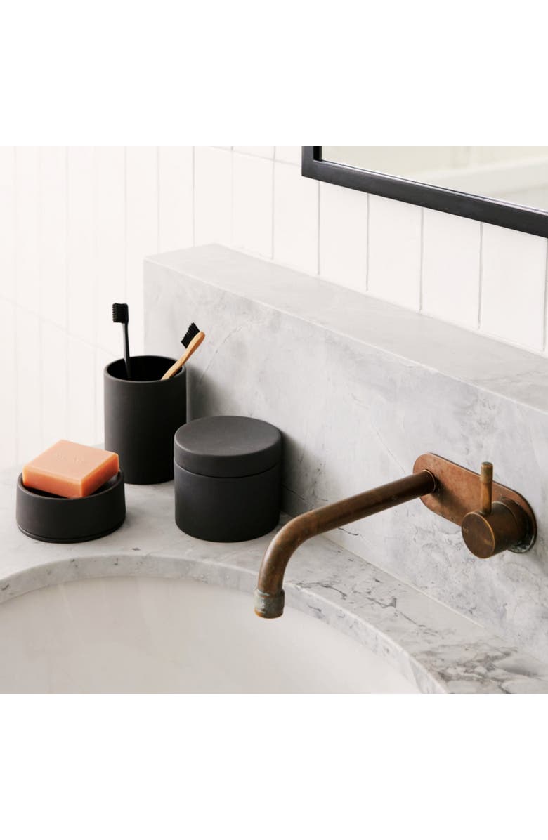 ESKO Sabia Toothbrush Holder Reusable Tumbler Vanity Bathroom Accessories, 8.5cm x 10.5cm, Alternate, color, Black