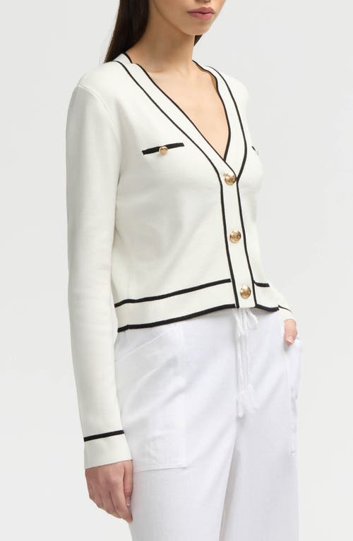 Nvlt Stripe Crop Cardigan In White