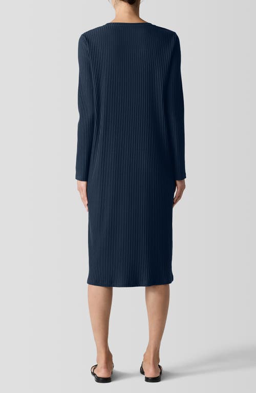 Eileen Fisher Long Sleeve Rib Dress In Deep Adriatic