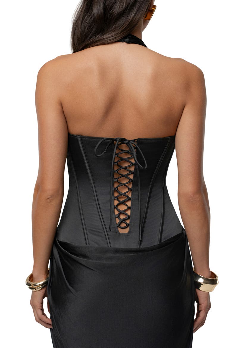 Drape & Destiny Halter Dress, Alternate, color, BLACK