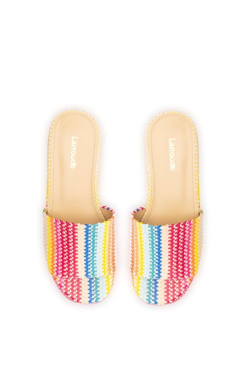 Larroude Larroudé Alex Flatform Mule In Rainbow Raffia