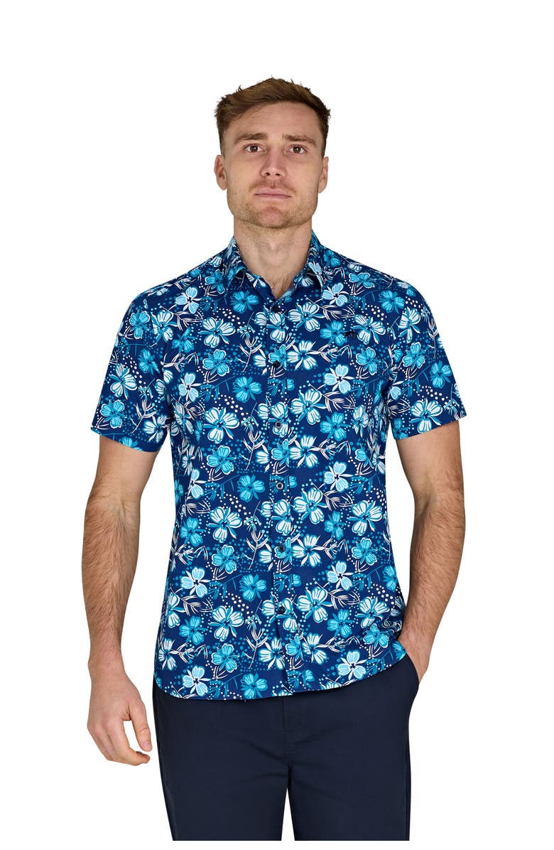 Raging Bull Short Sleeve Blossom Shirt, Main, color, Navy