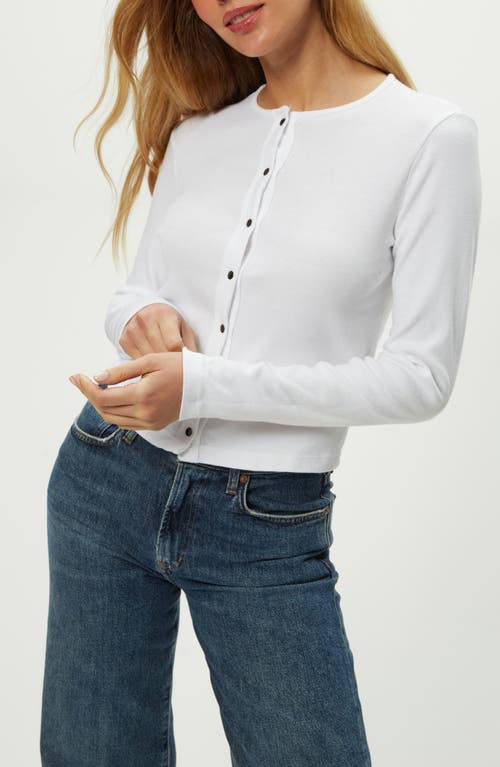 Michael Stars Trixie Cotton Snap-up Cardigan In White