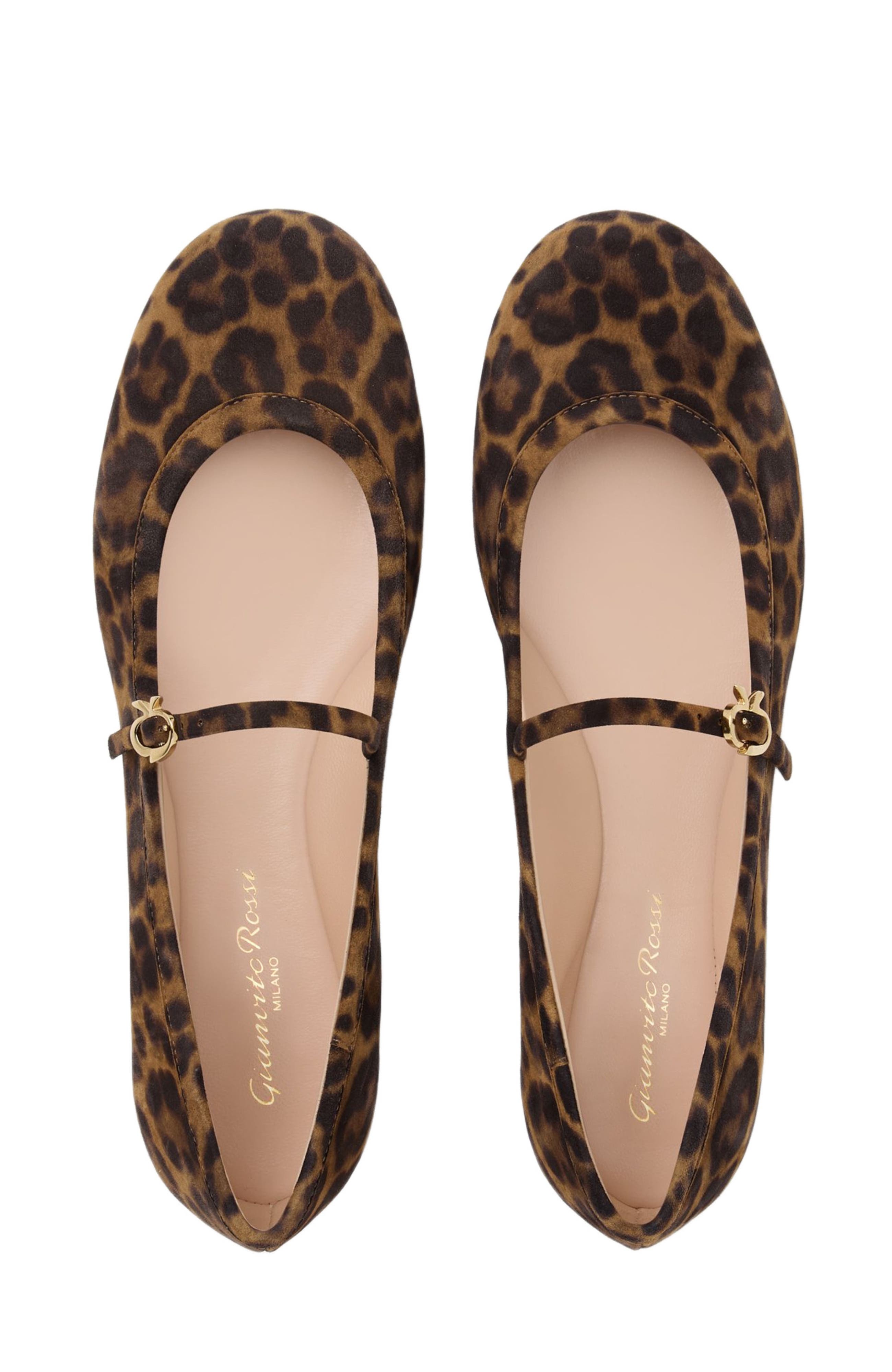 Gianvito Rossi Carla Ballerina, Alternate, color, Leopard Brown