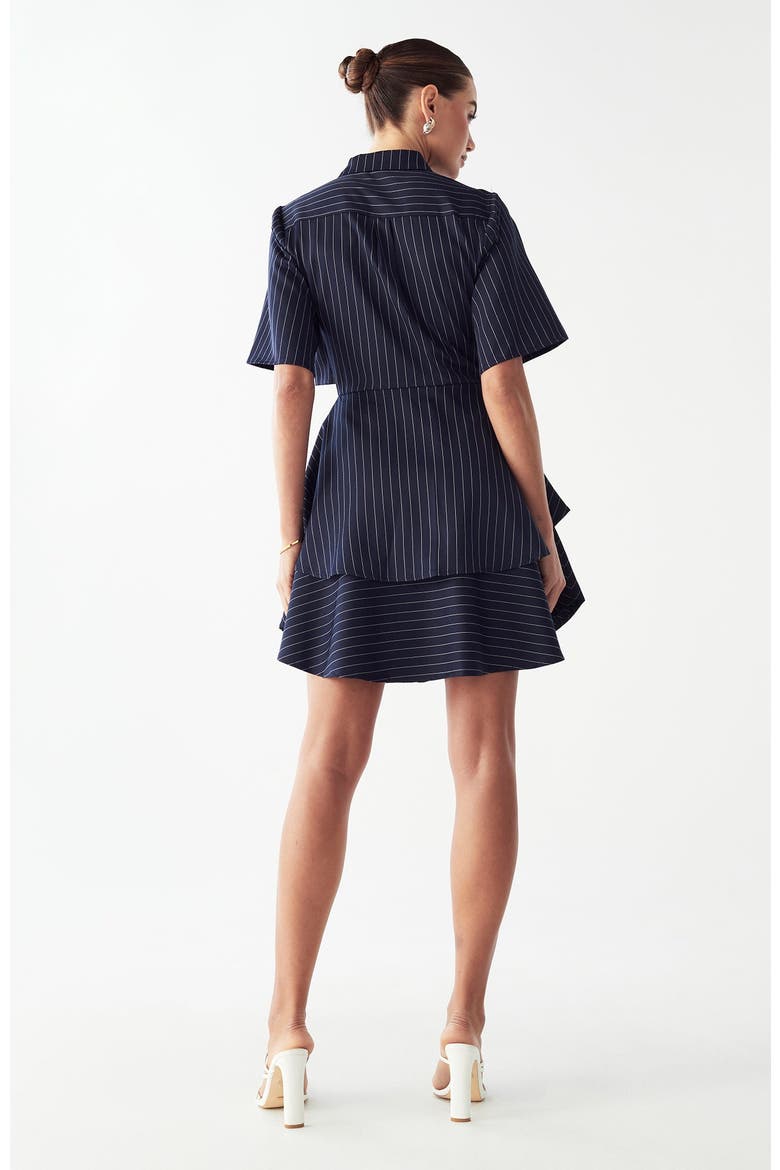 Hugh Layered Dress, Alternate, color, Navy Pinstripe