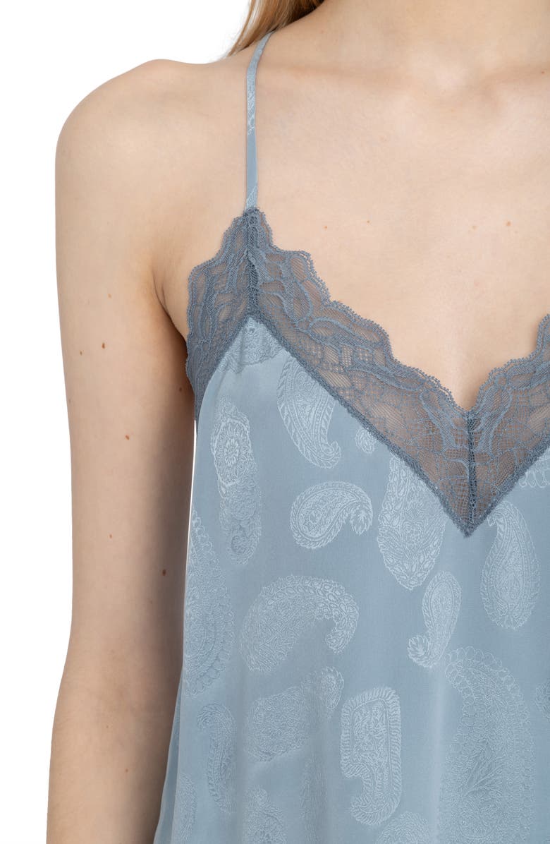 Zadig & Voltaire Christy Paisley Jacquard Silk Satin Camisole, Alternate, color, Sky