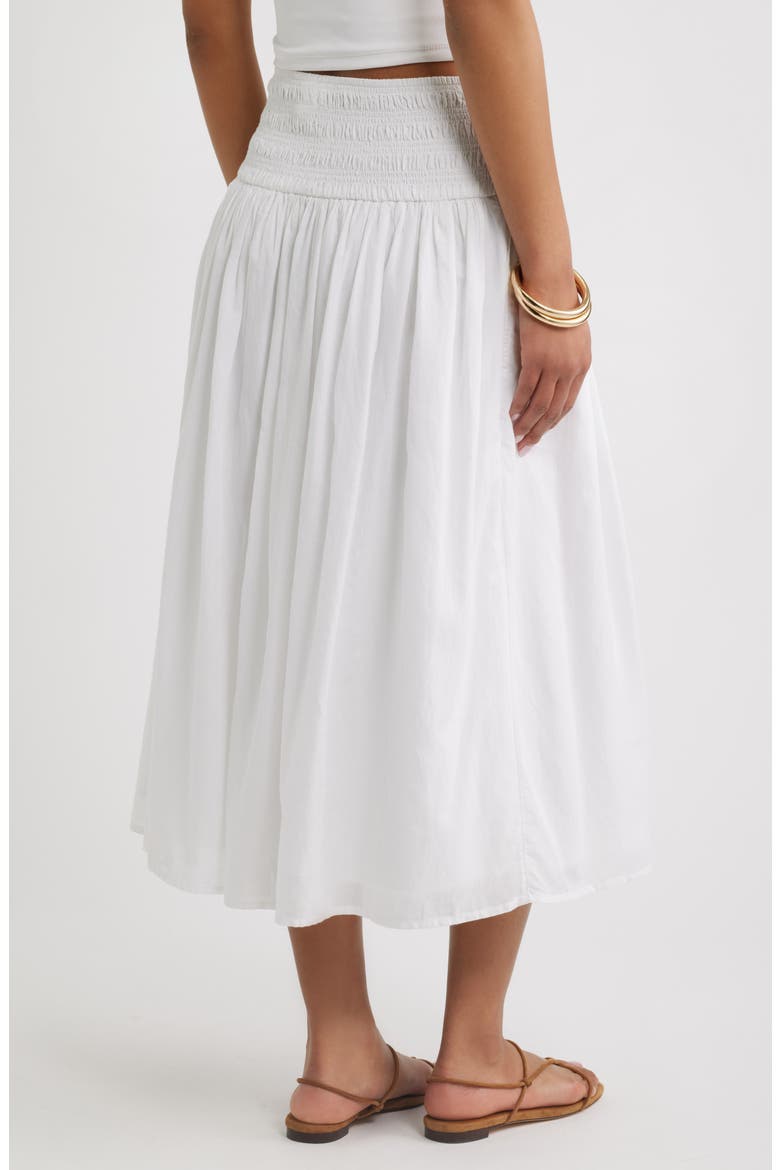 Smock Waist Midi Skirt, Alternate, color, WHITE