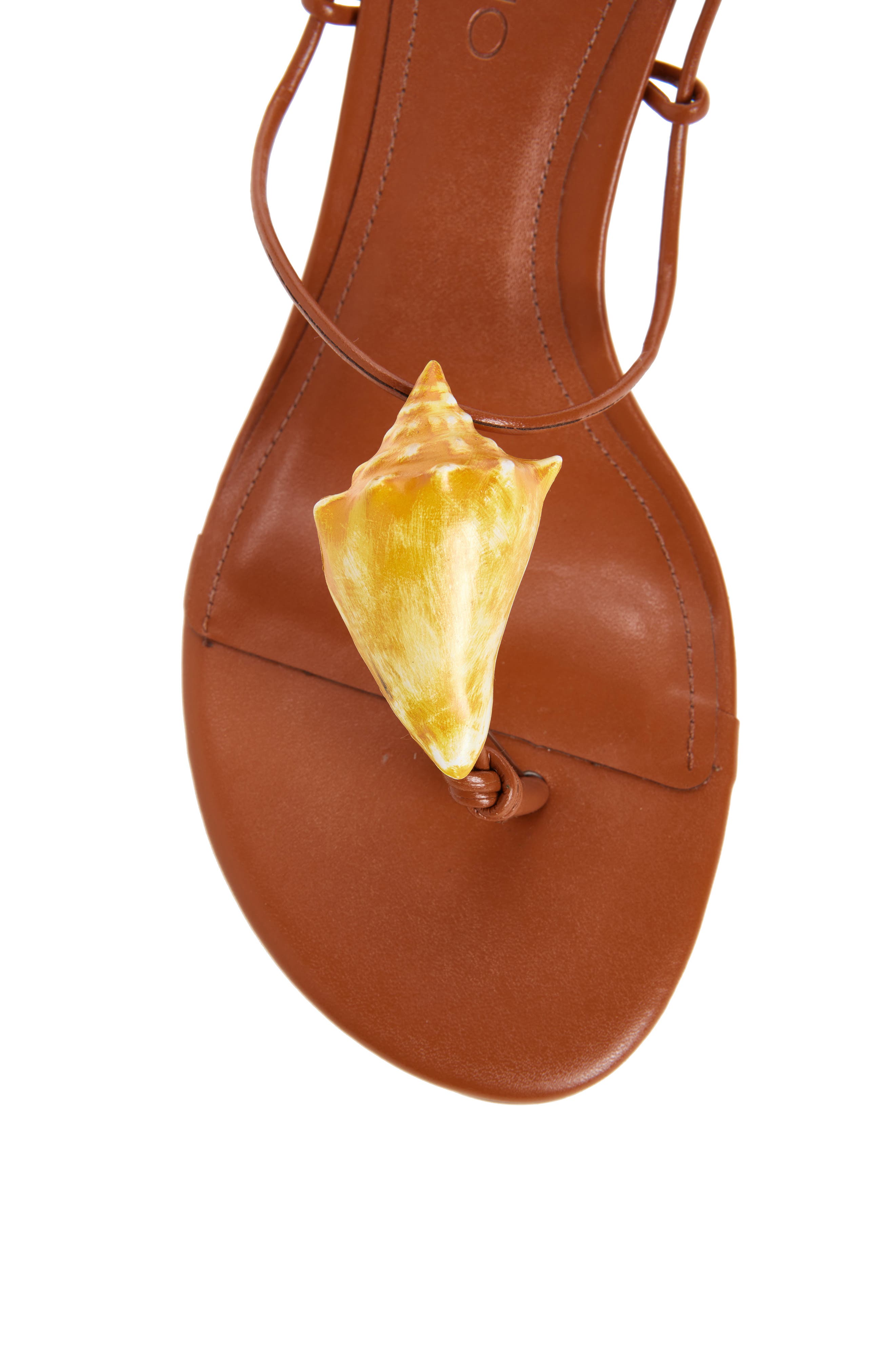 FARM Rio Shell Macrame Kitten Heel Sandal, Alternate, color, Cuoio