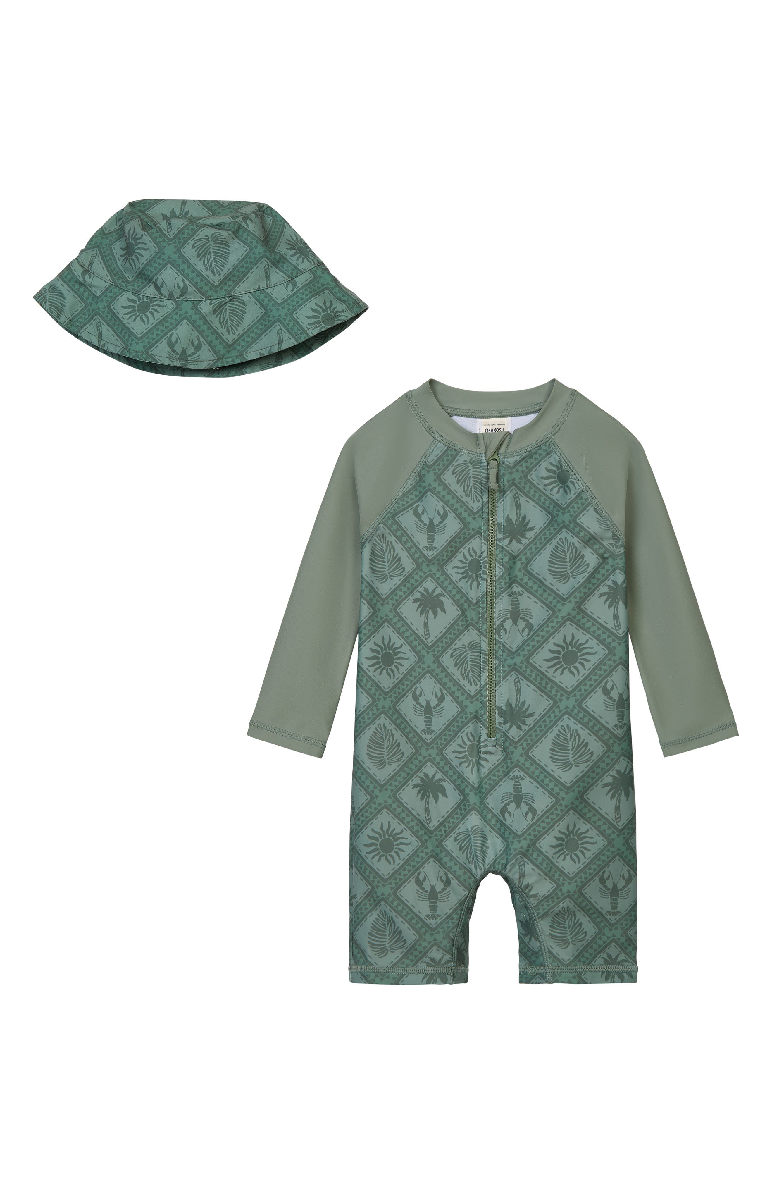 OSHKOSH BGOSH Long Sleeve Rashguard & Bucket Hat Set