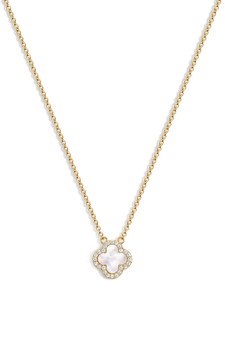 Mini White Icon Clover Necklace, Main, color, White