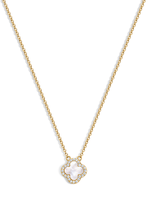 Mini White Icon Clover Necklace