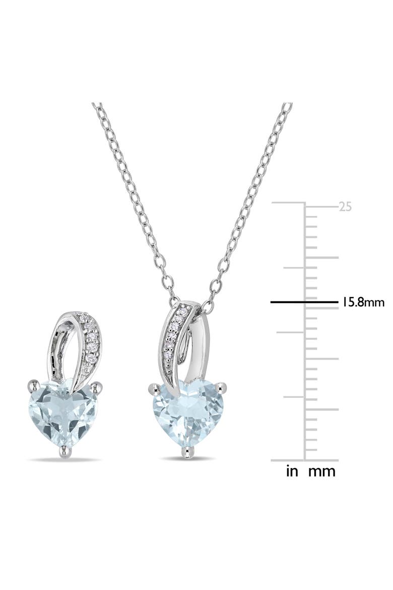 Heart-Cut Aquamarine & Diamond Necklace & Stud Earrings Set, Alternate, color, BLUE