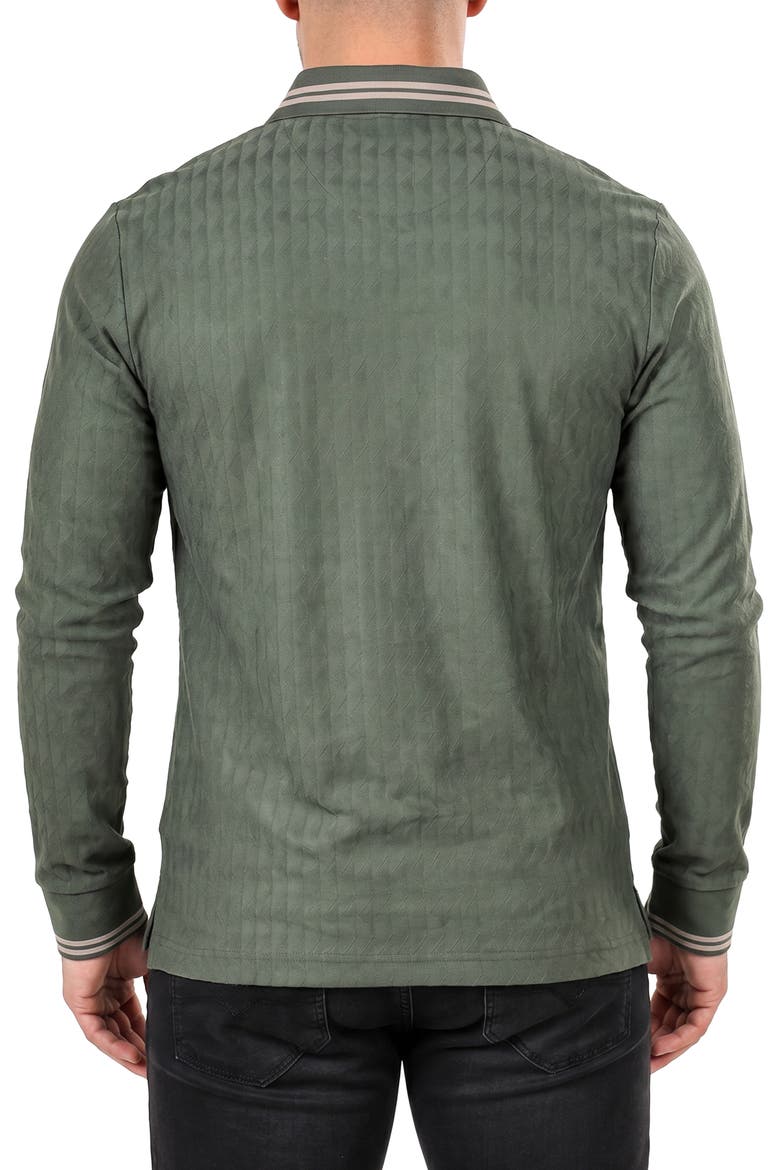 Unknown Long Sleeve Cotton Polo, Alternate, color, GREEN