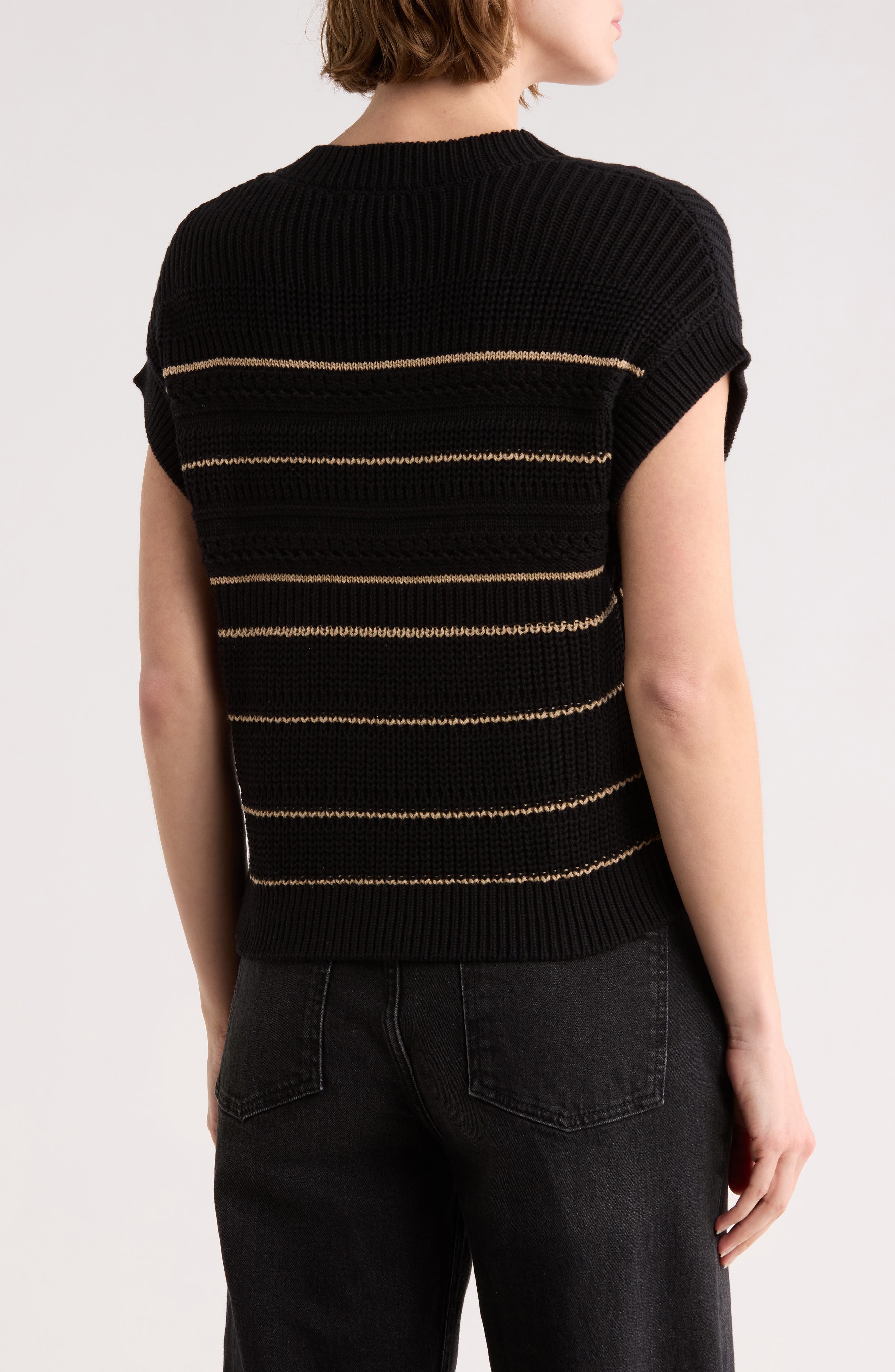 Stripe Knit Button Front Top - image 2