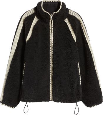 UGG® Nikia Open Stitch Detail Uggfluff Fleece Jacket | Nordstrom