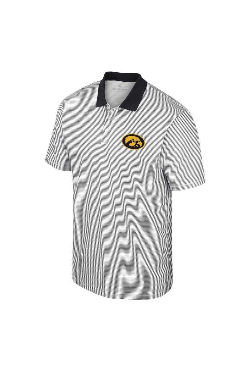 COLOSSEUM Men's Colosseum White Iowa Hawkeyes Print Stripe Polo, Alternate, color, White