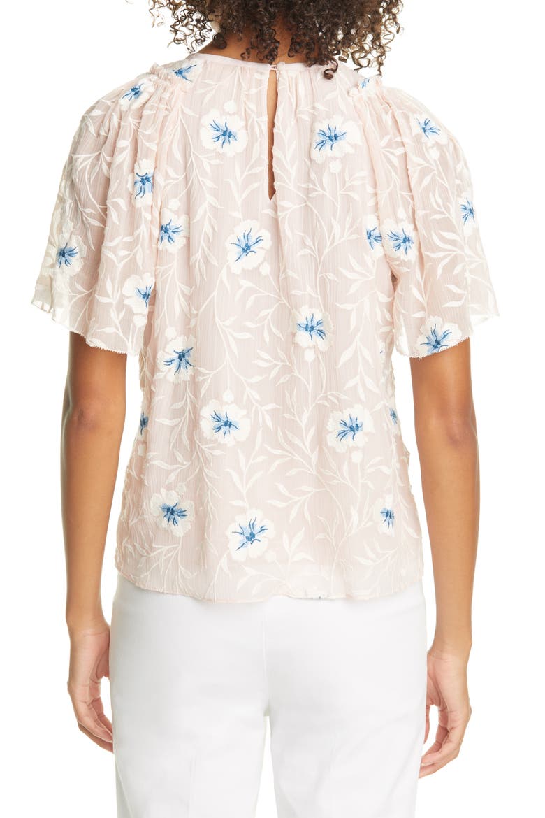 Trellis Embroidered Top, Alternate, color, PEACH COMBO