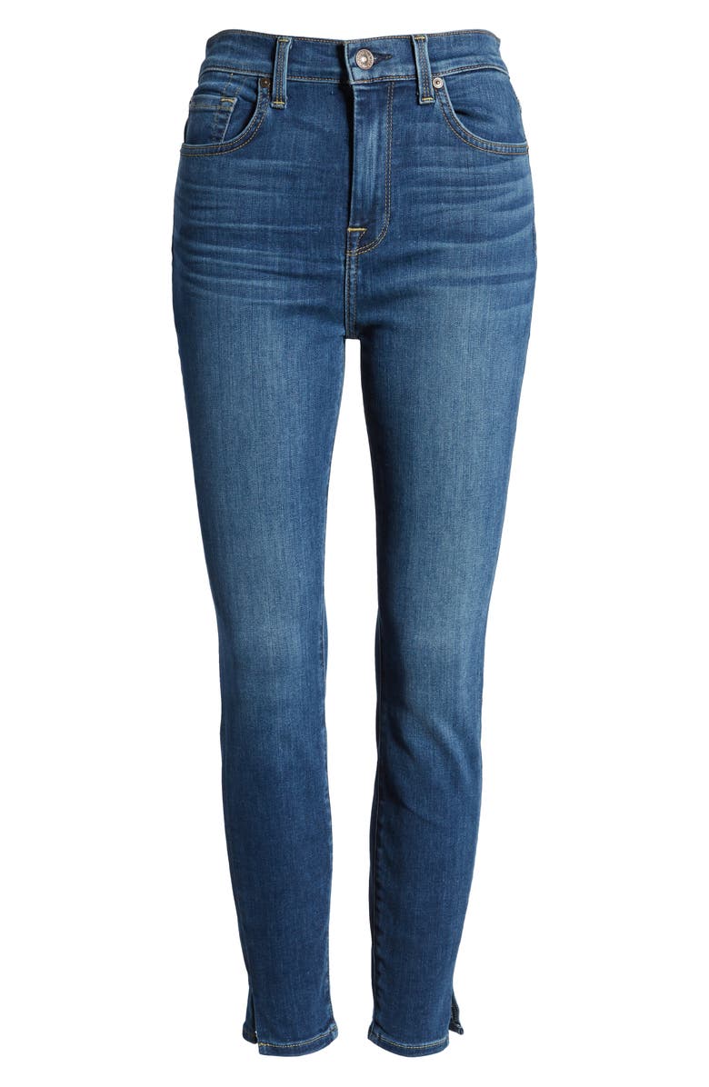 7 For All Mankind High Waist Side Snip Ankle Skinny Jeans, Alternate, color,