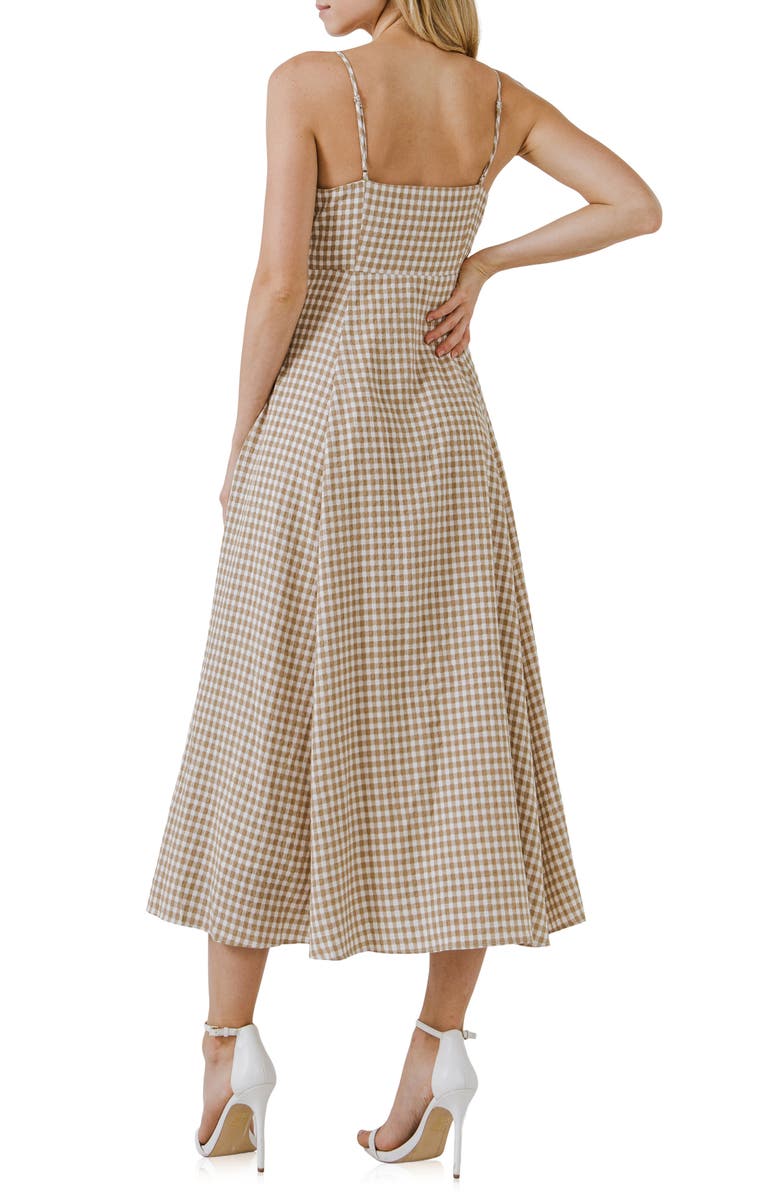 English Factory Gingham Corset Midi Dress, Alternate, color, 