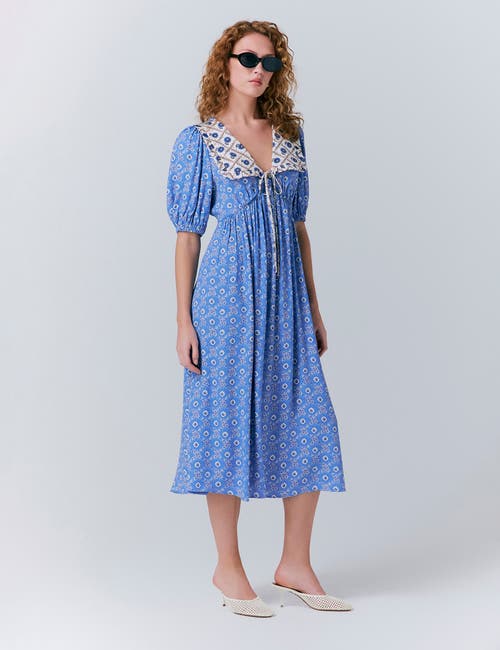 Ghost London Nellie Crepe Collared Midi Smock Dress In Animal Print