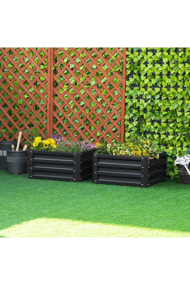 Raised,Metal for Growing Vegetables, Flowers, Herbs, Succulents Garden Bed, Alternate, color, Grey