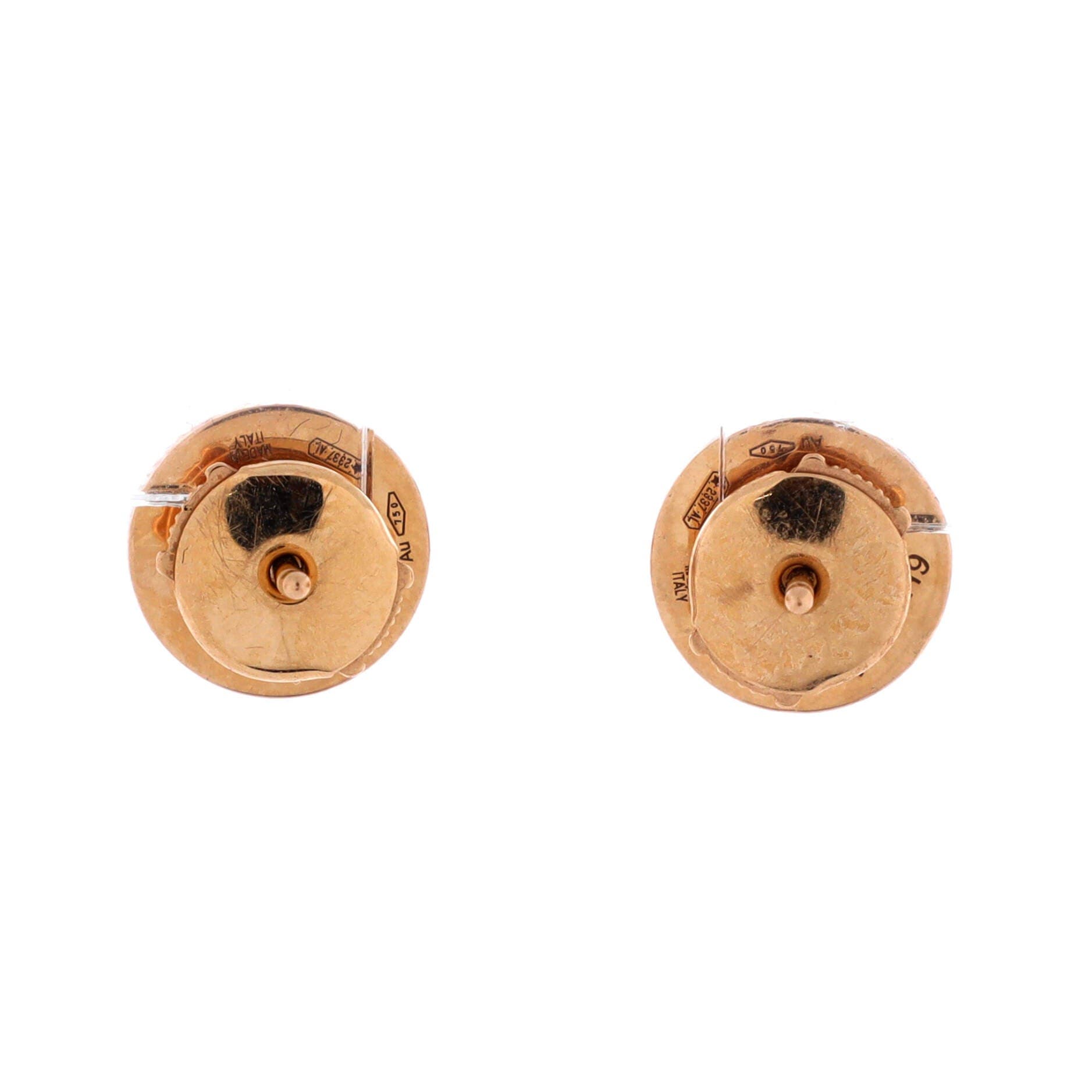 Bvlgari Bvlgari Stud Earrings 18K Rose Gold and Diamonds, Alternate, color, Metallic Gold
