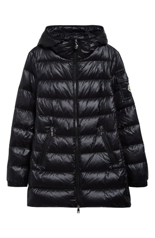 Moncler Courcelles Glossed Shell Parka Coat In Black