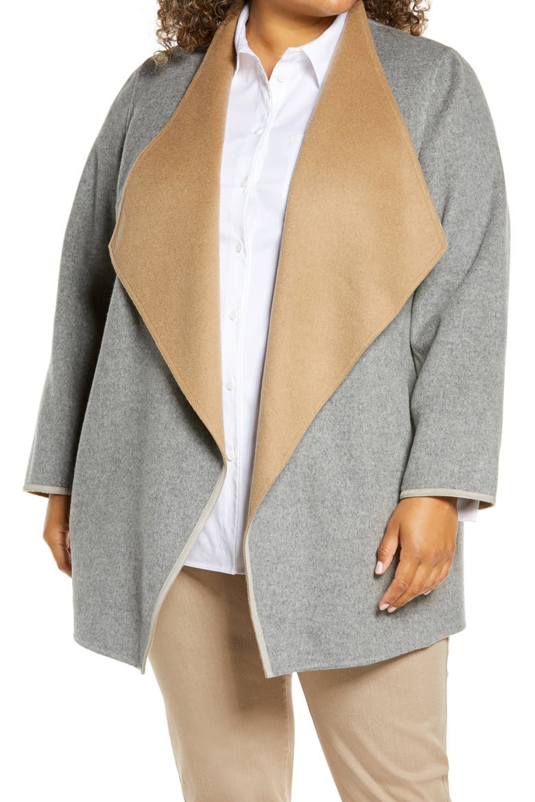 Valasca Reversible Wool & Cashmere Jacket, Main, color, NICKEL MELANGE/ CAMEL