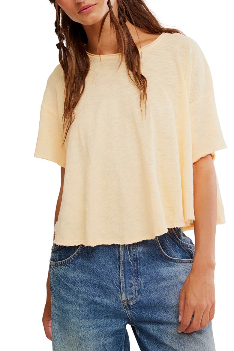 Elsie Linen & Cotton Slub Jersey Swing T-Shirt, Main, color, SPARKLE LIGHT