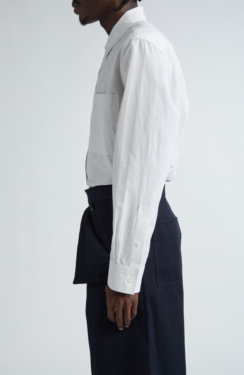 Bottega Veneta Fine Check Button-Up Shirt, Alternate, color, Brown/ Bay Leaf