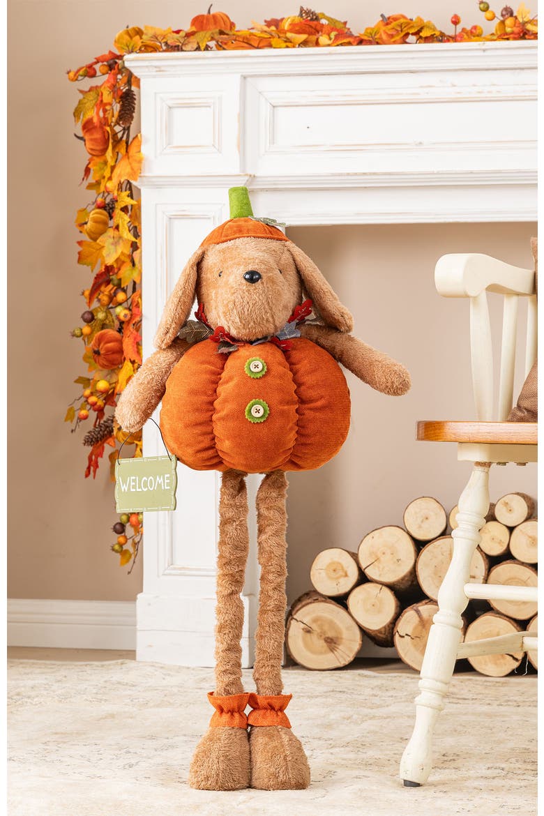 Fall Fabric Highland Cow Pumpkin Dog Porch Decor With Telescoping Legs, Alternate, color, Orange