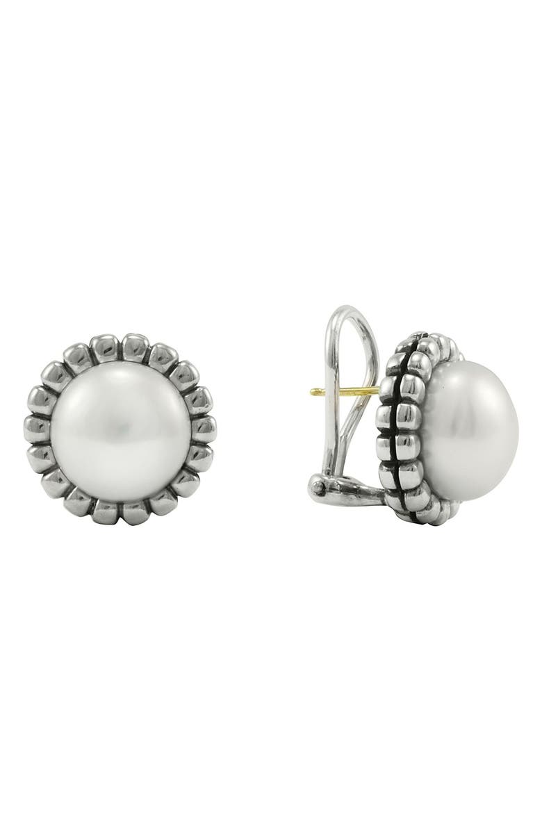LAGOS Luna Freshwater Pearl Fluted Earrings, Main, color,