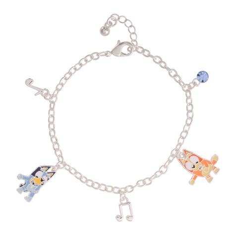 Bluey Bracelet With 5 Charms Official License, 6.75"+.75"