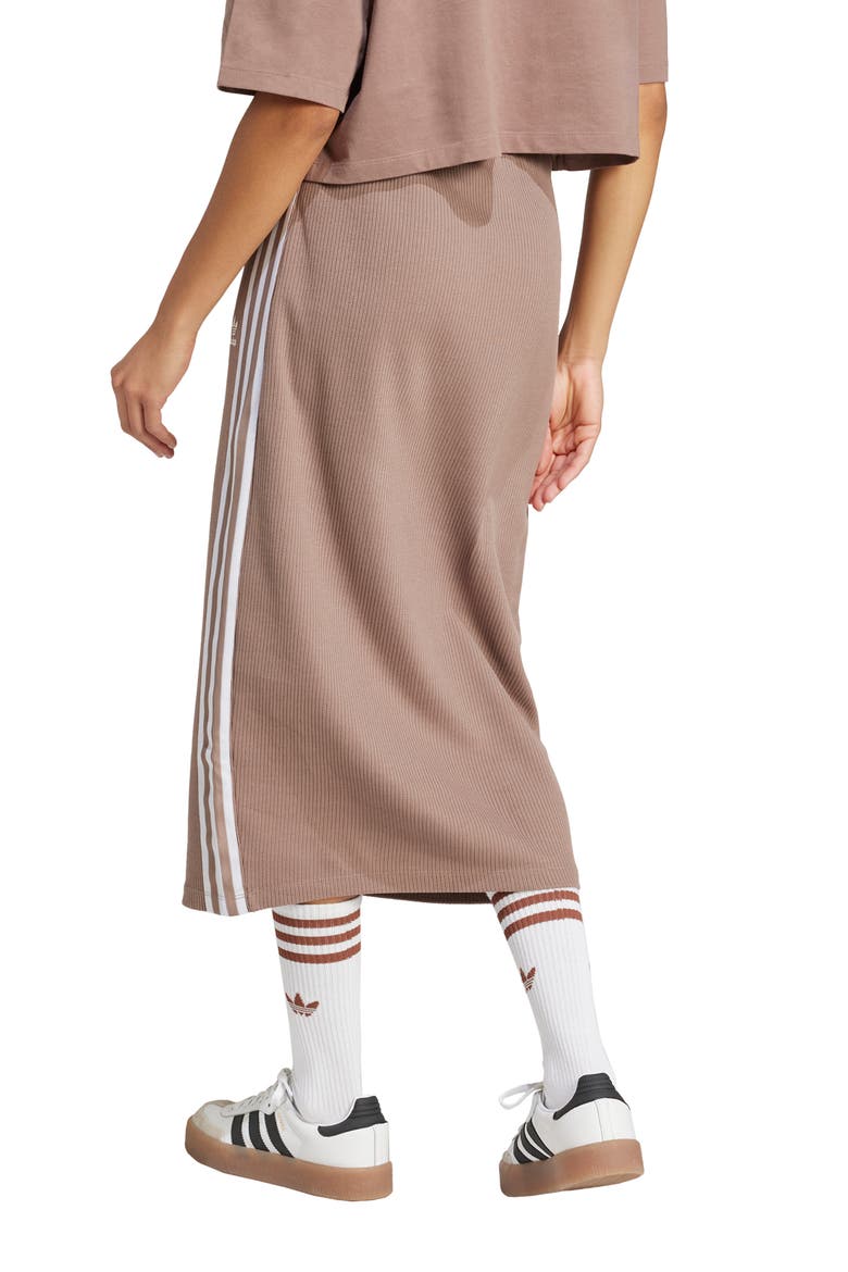 3-Stripes Knit Midi Skirt, Alternate, color, TRACE BROWN